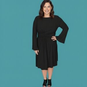 Harper Rose Black Bell Sleeve Dress Size 14 Color Black (EUC)